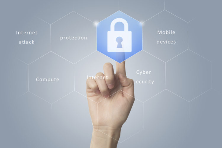ciberseguridad, candado, mano, protección