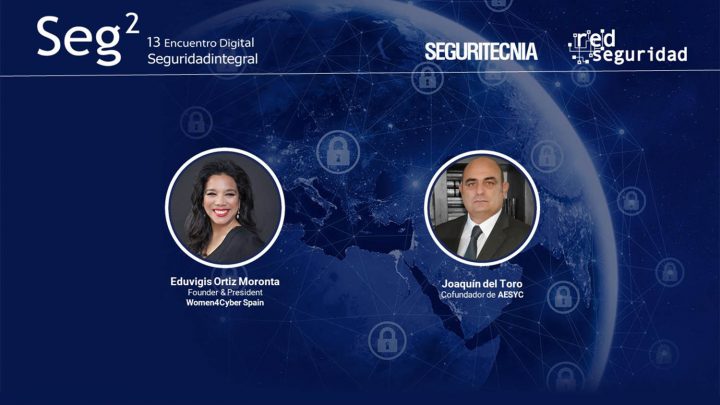 Eduvigis Ortiz, Founder & President de Women4Cyber Spain, y Joaquín del Toro, cofundador de la Alianza Española de Ciberseguridad y Crisis (AESYC).