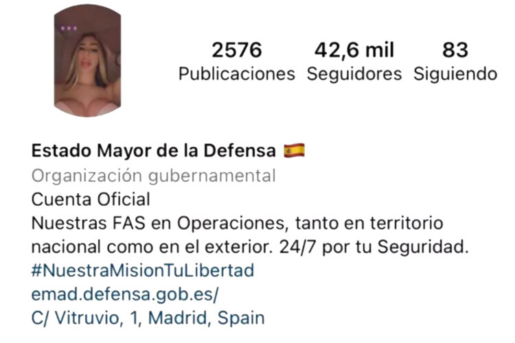 hackeo a la página de Instagram del Estado Mayor de la Defensa de España