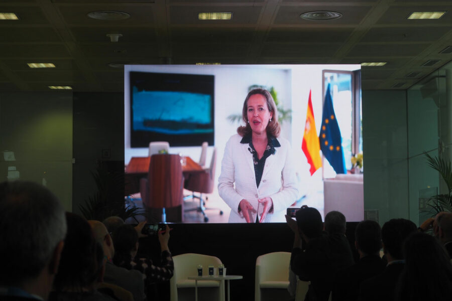 Intervención de Nadia Calviño durante la inauguración de Aslan 2023.